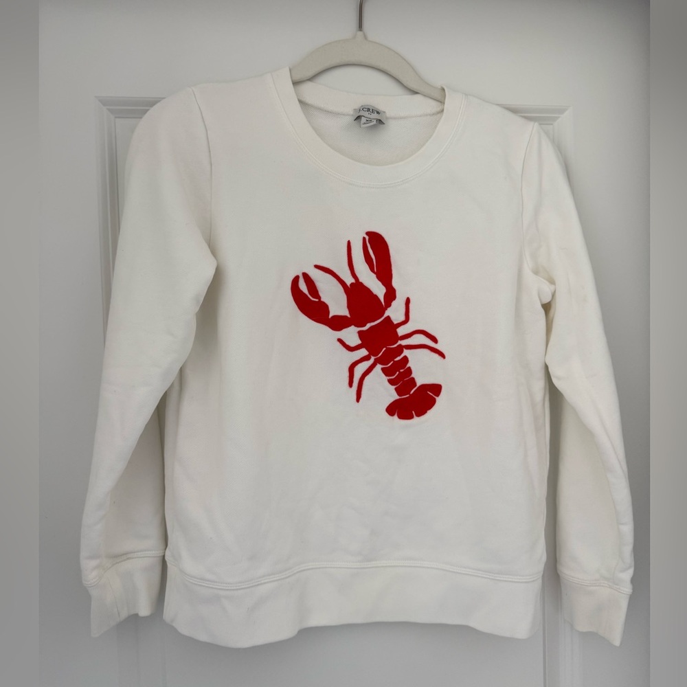 New J. Crew Cream Sweatshirt with Embroidered Red Lobster